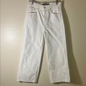 Veronica Beard women’s Taylor wide leg crop high rise white Jeans